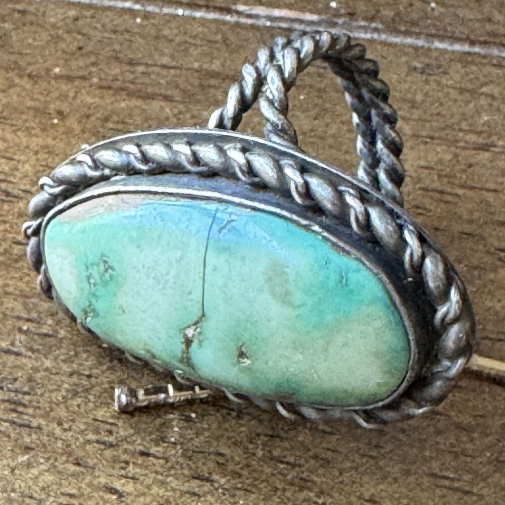 Vintage Turquoise Ring Size 9 Southwestern Native Navajo Style Oval Cabochon